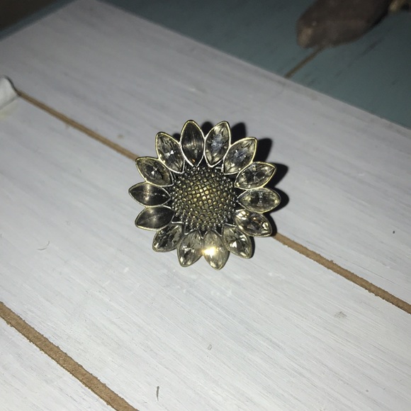 Fossil Sunflower Ring 7.5 Rhinestones Chunky Fun - Picture 6 of 13